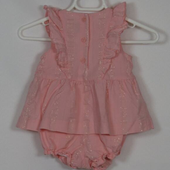 Janie & Jack Pink Sleeveless Ruffle Bubble Romper Size 3-6 Months - Picture 4 of 6
